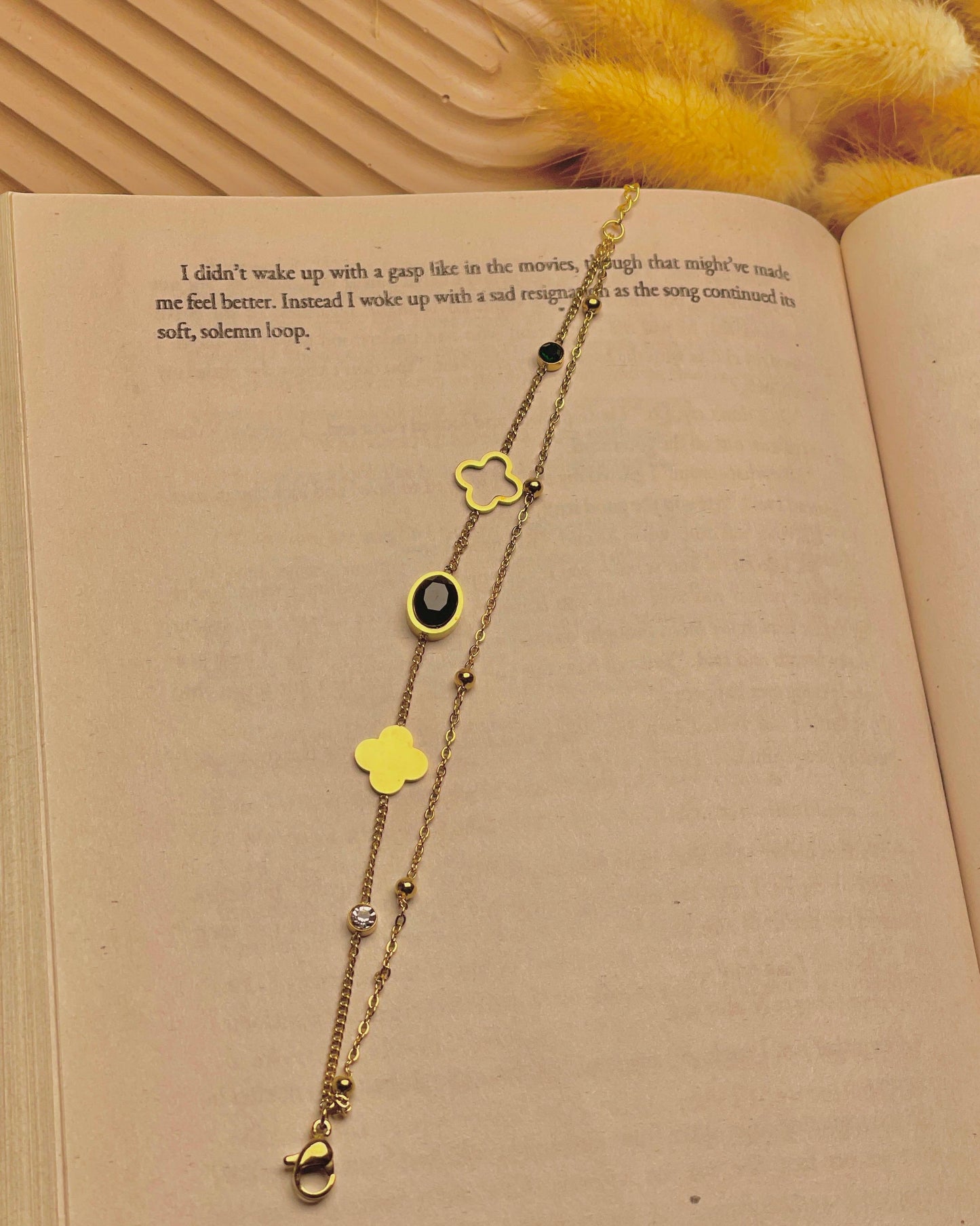 Clover & Black Stone Bracelets (Copy)