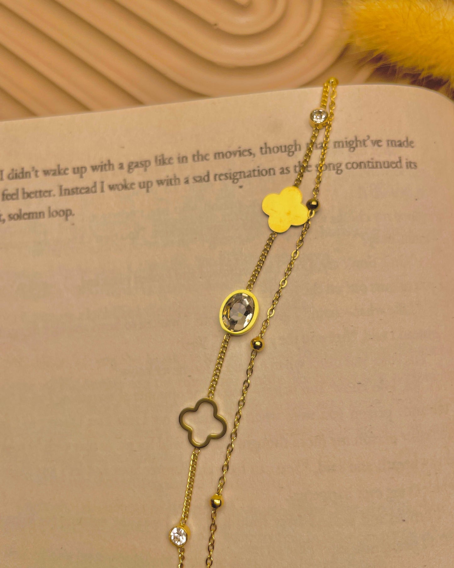 Clover & White Stone Bracelets