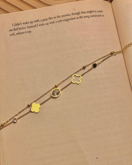 Clover & White Stone Bracelets