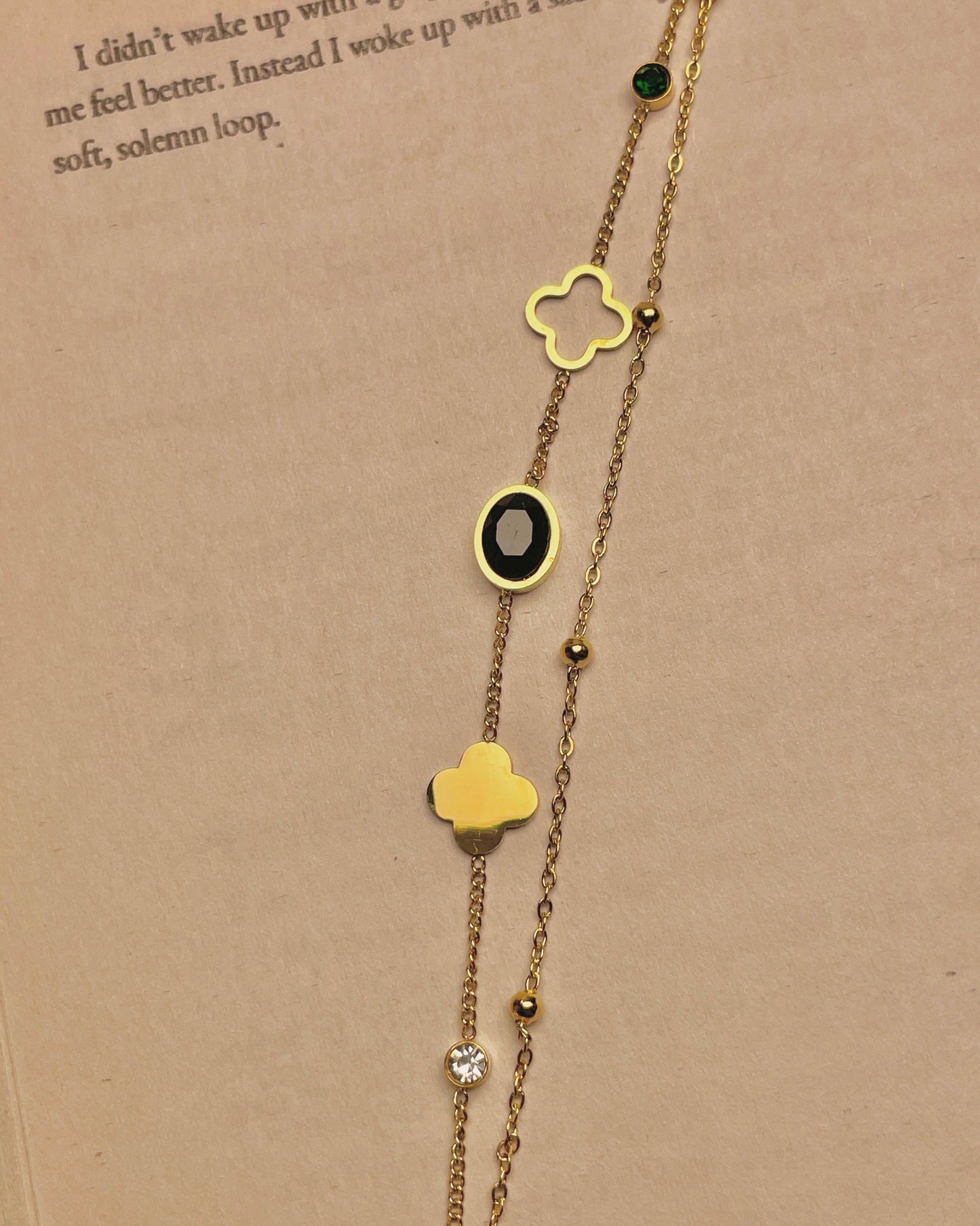 Clover & Black Stone Bracelets (Copy)